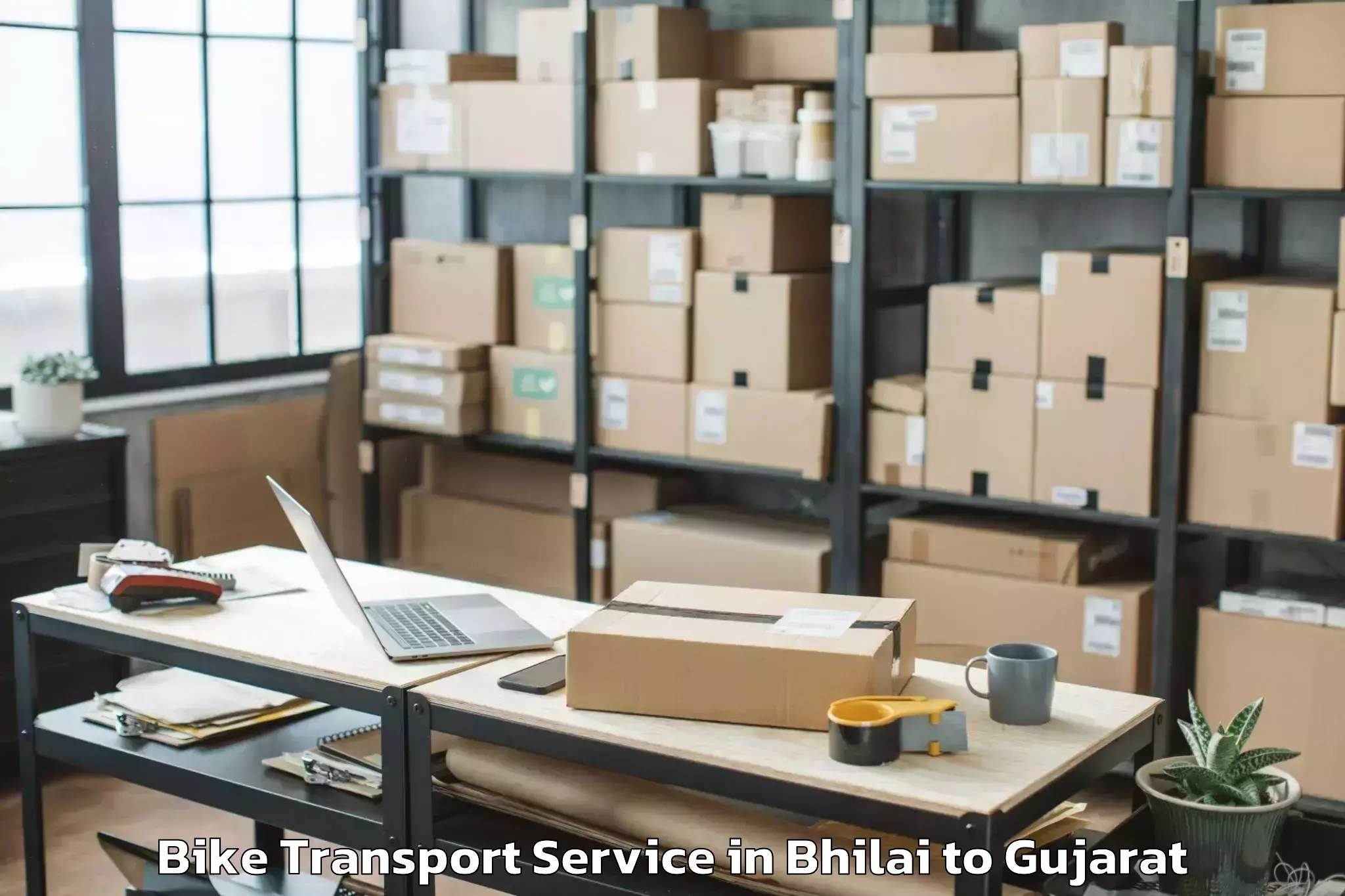 Book Bhilai to Jhagadia Bike Transport Online